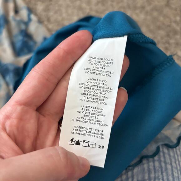 VTG Bebe Blue Floral Mesh Maxi Dress Slim Fit 90s Grunge Fairycore Bodycon Sz M - Picture 10 of 11